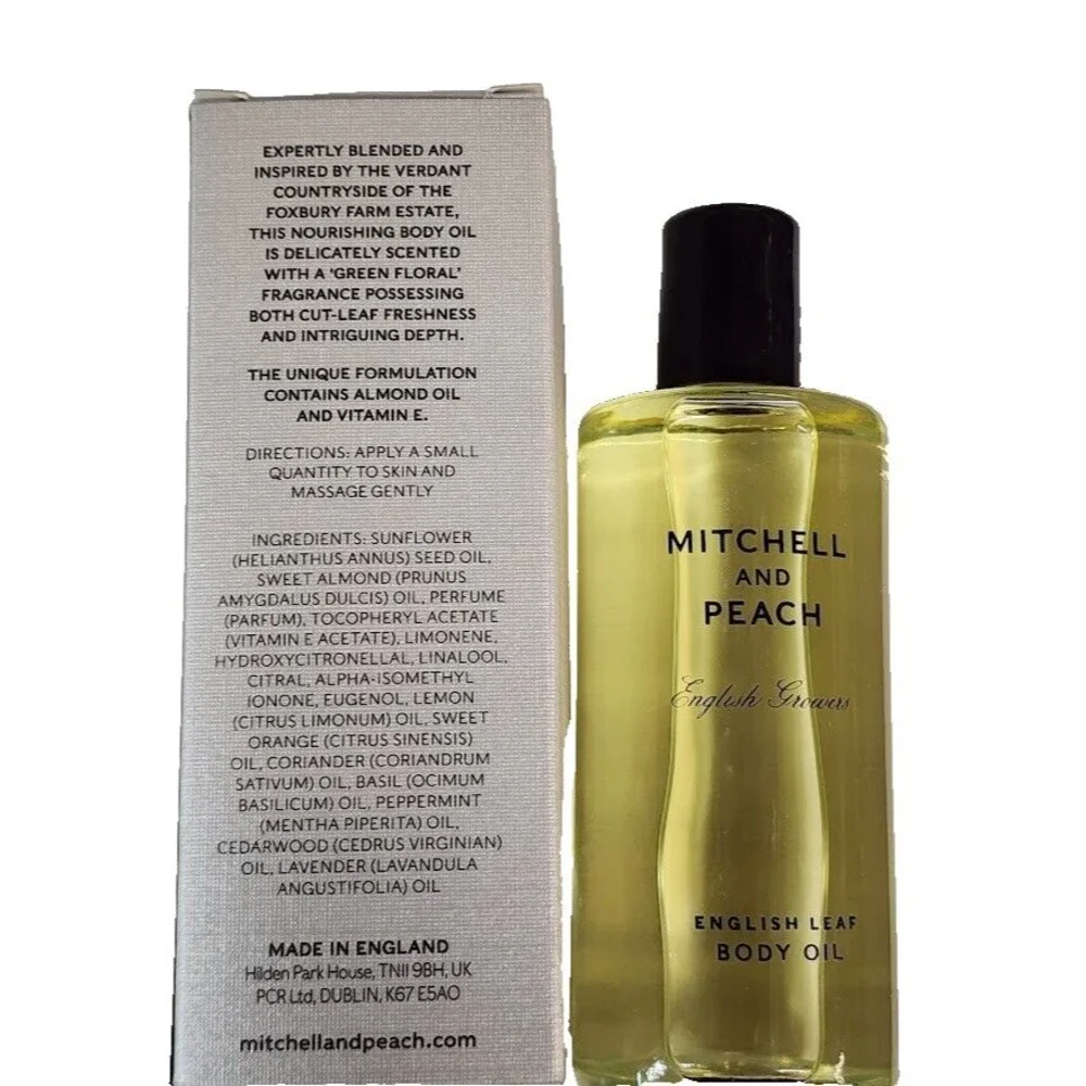 Mitchell and Peach English Growers Leaf Body Oil 3.4 fl oz Almond Vitamin E BNIB